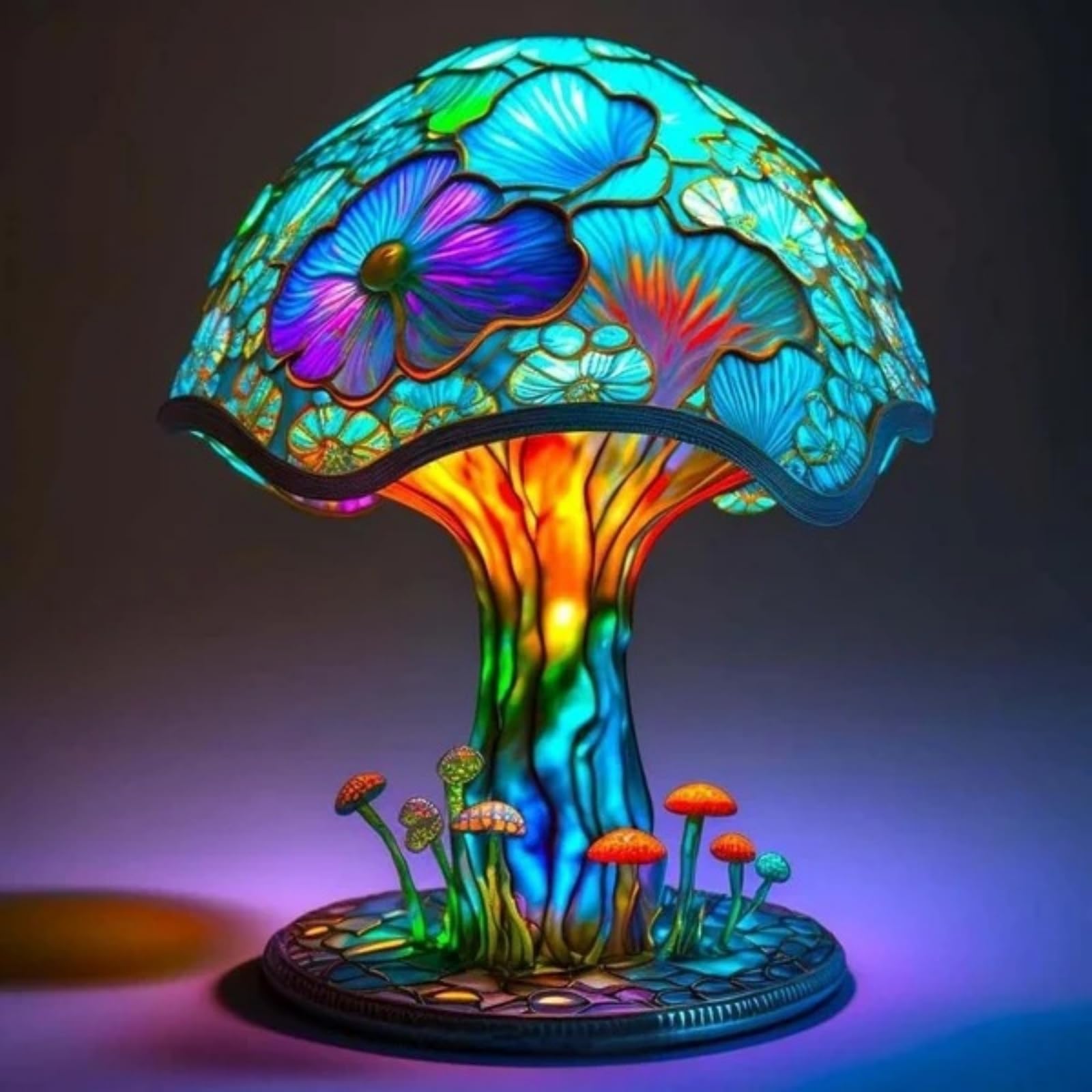 Turkish Exotic Mosaic Mushroom Hat Table Lamp with Handmade Moroccan-style Decorative plastic Retro Light for Bedroom Living Room Man Cave Art Decor