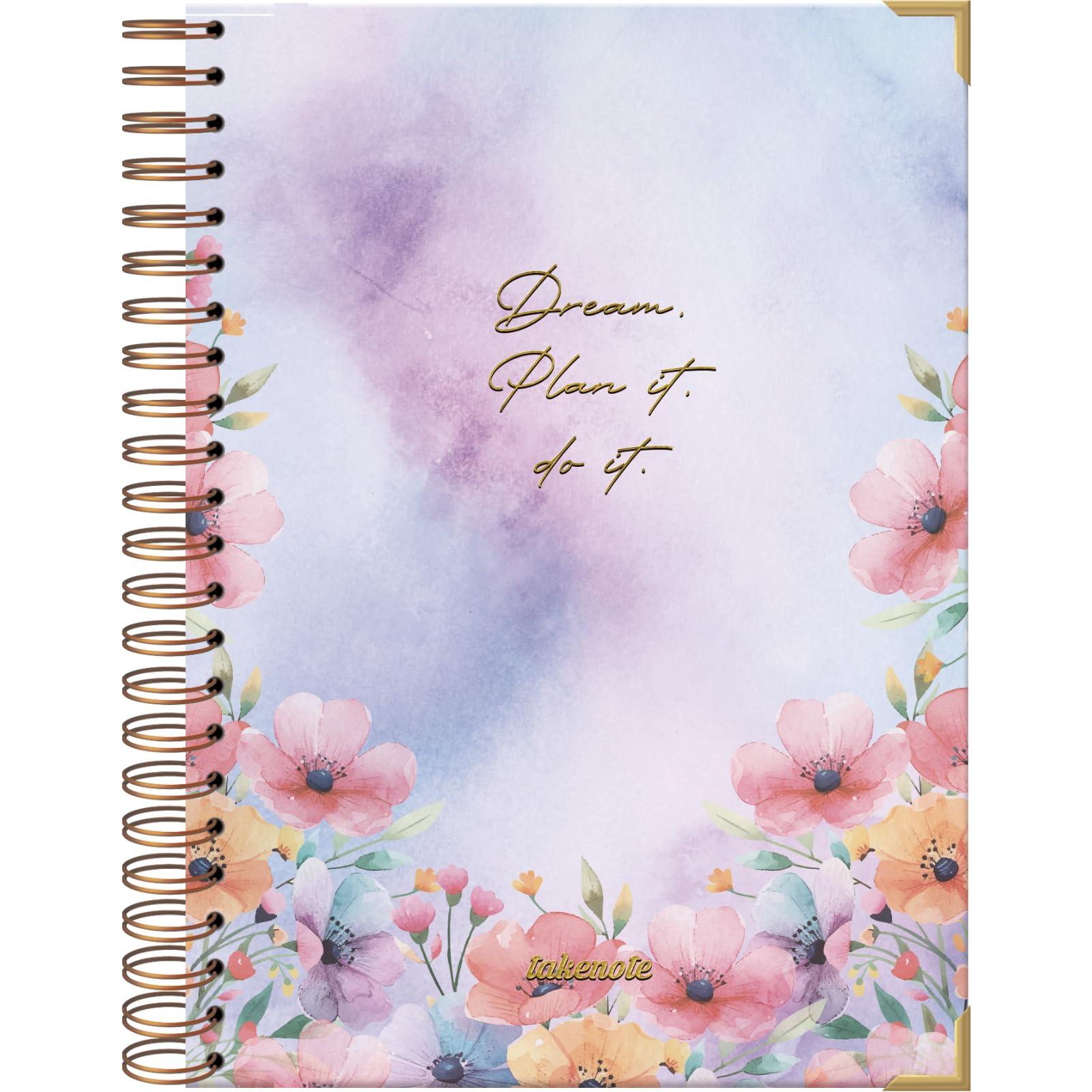 DOHE Bullet Journal A4 - Dotted Notebook for Organization and Notes, Size 21.5 x 30 cm, Double Ring Binding (Wire’o), 192 Pages, Thick 100 g/m² Paper - Takenote Amapola