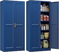 Vista 1 de Armario de despensa de cocina, armario de despensa de metal de 71 pulgadas de alto con puertas y estantes ajustables, alacena de comida