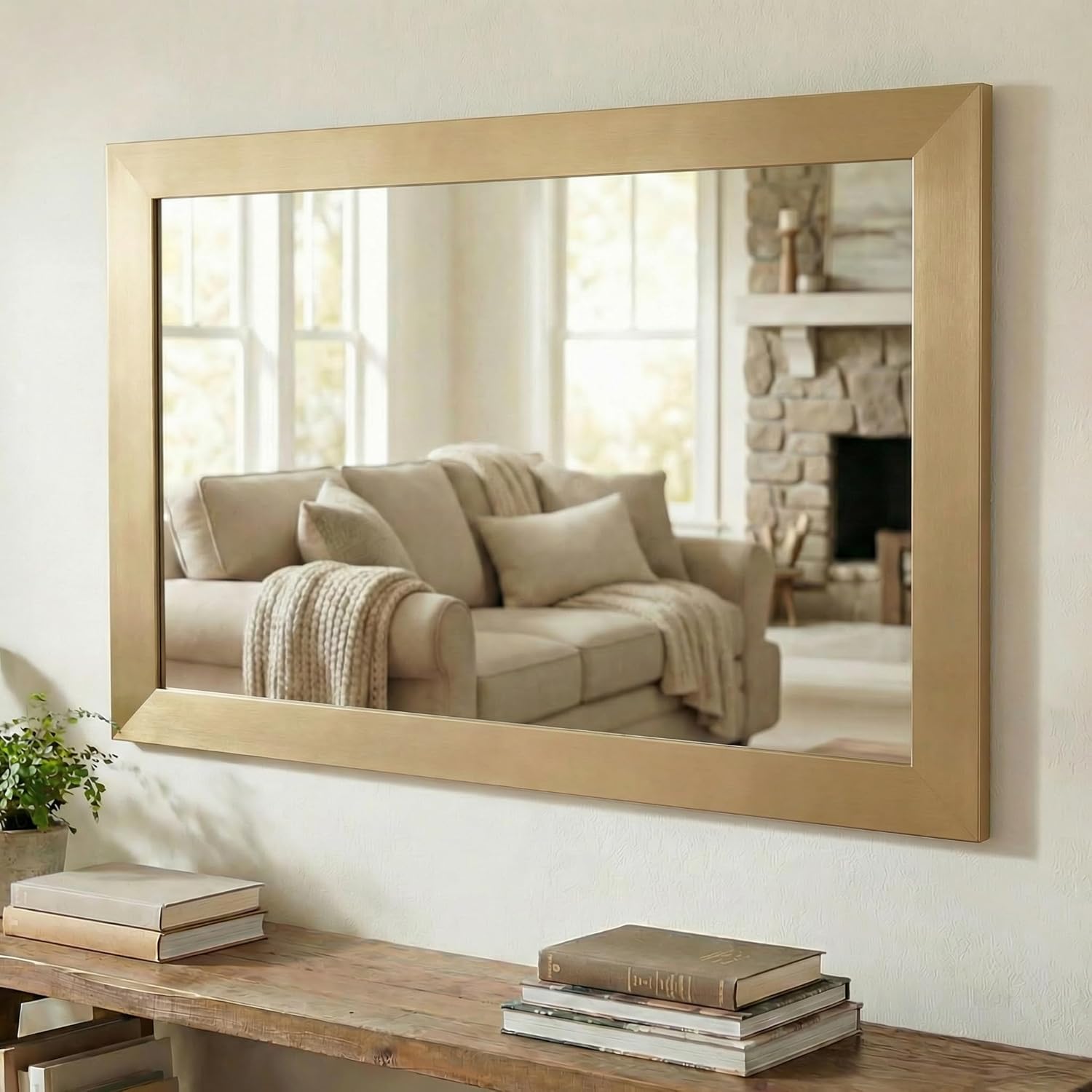 Frame My Mirror Gold Framed Mirror, 22" x 30" Mirror for Bathroom, Wood Frame, True Reflections Glass, Champagne Bronze Finish, Pendleton Design, Hangs Horizontally or Vertically, Made in USA