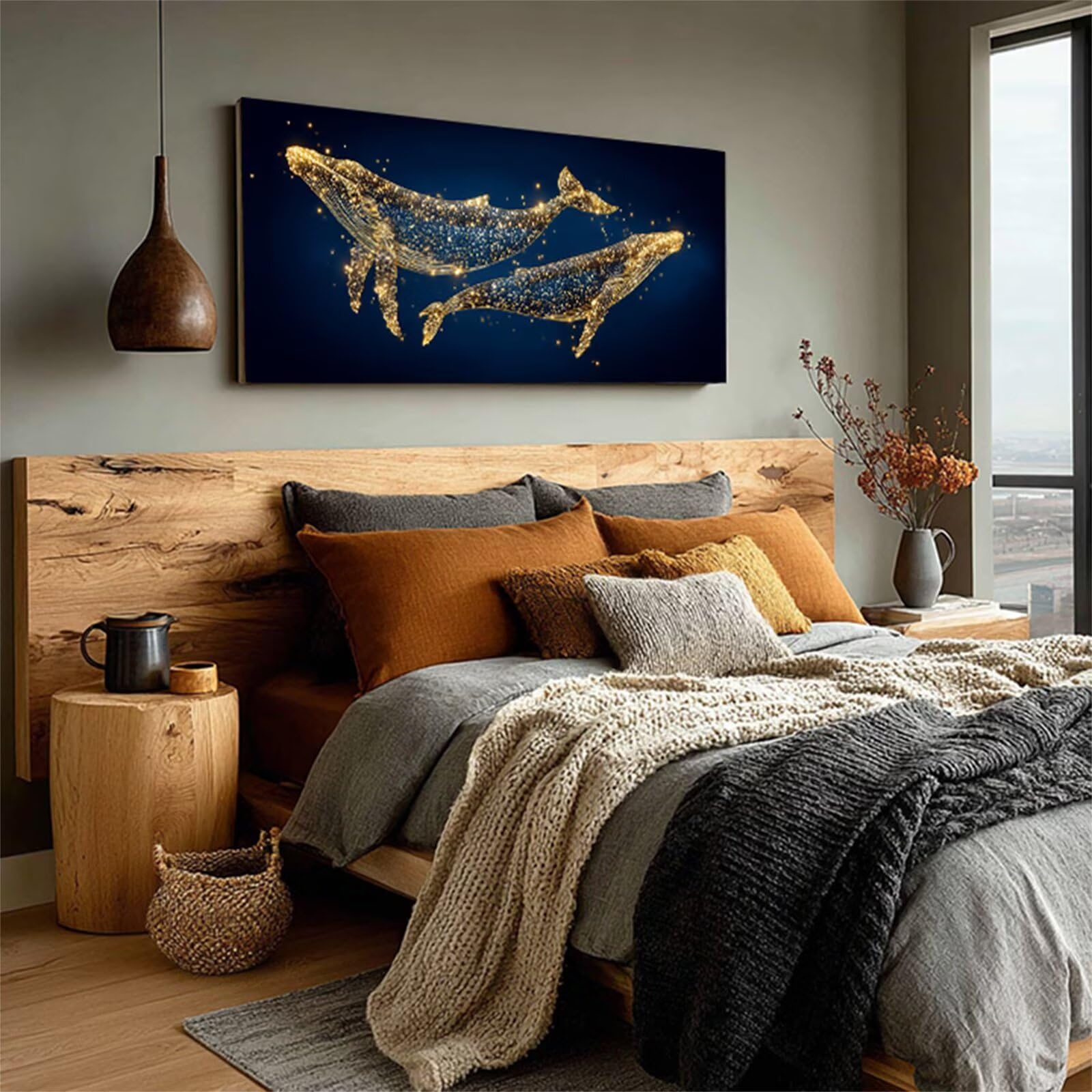 Dipingere con i Numeri Adulti Balena, Arte Paint by Numbers Kit, Fai Da Te Passatempo per Adulti Kit, Dipingere con i Numeri con Pennelli e Vernice Acrilica, Inverno Decorazioni Casa, 160x70cm 4-5852