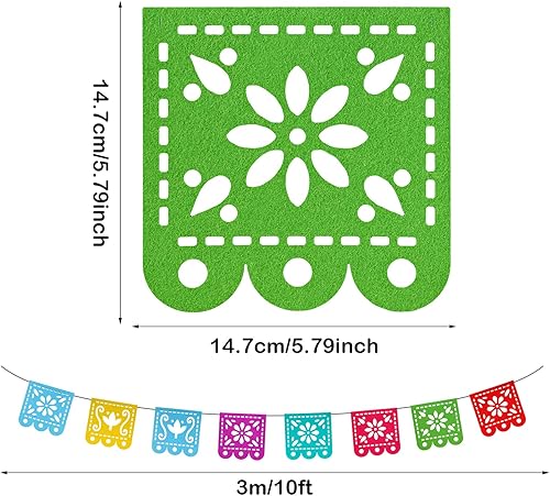 Miniatura 2 de Paquete de 2 pancartas de fiesta mexicana, pancarta de papel picado de 36 pies de arco iris para fiesta de cumpleaños, boda, cartel para fiesta del