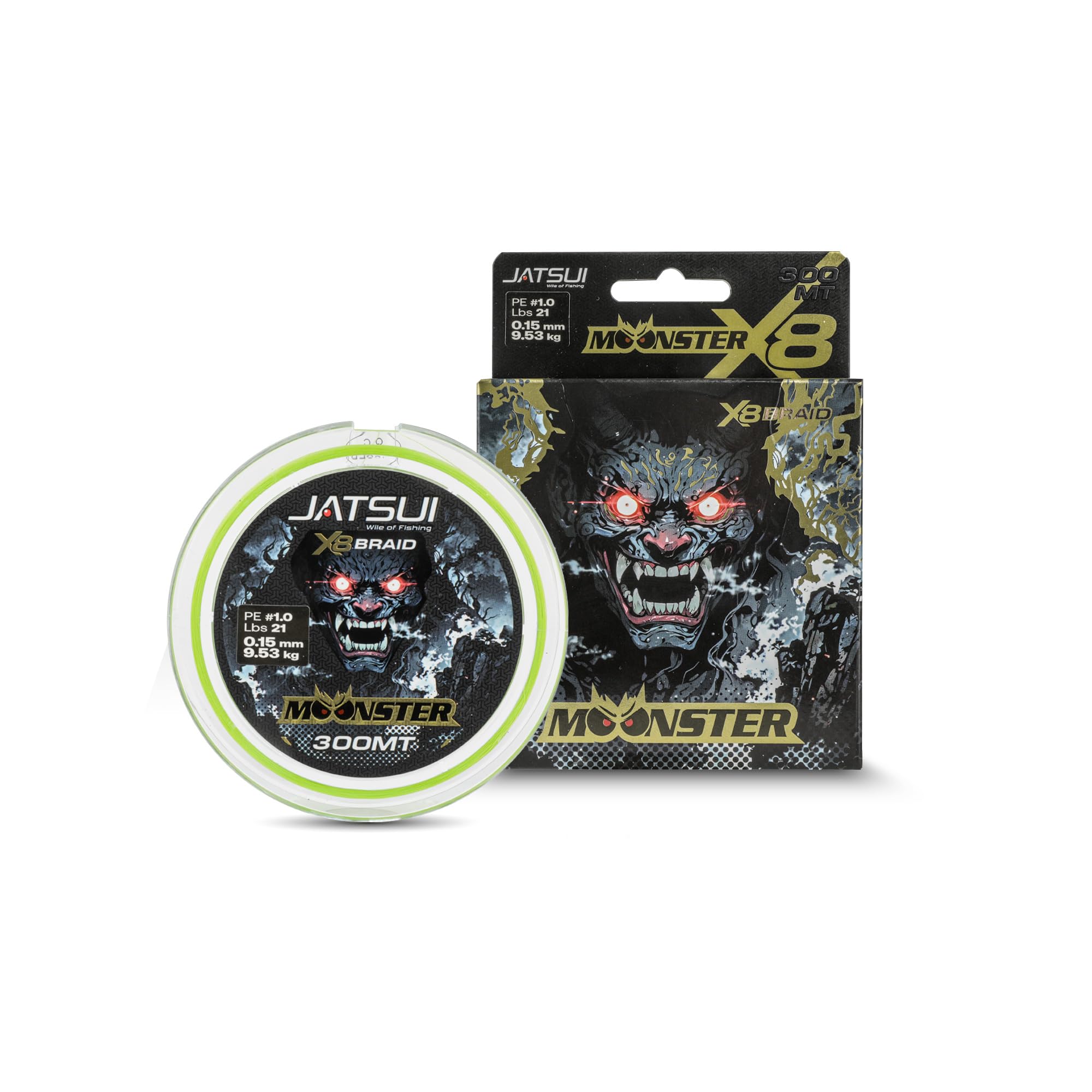 JATSUI MOONSTER - Trecciato da Pesca PE, X8 GREEN, 150 MT