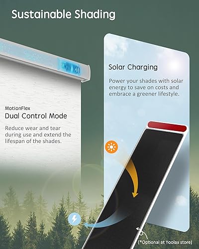 Vista 98 de Yoolax Persiana solar motorizada con control Romote para filtrar la luz, persianas enrollables con visión transparente (gris)