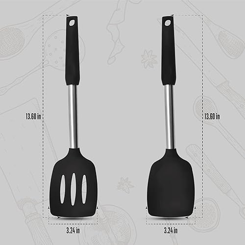 Miniatura 2 de Juego de espátulas de silicona para cocina espátula resistente al calor y espátula de silicona ranurada para cocinar, utensilios de cocina no