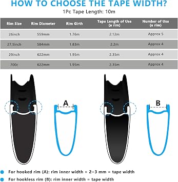 Thinvik Tubeless Bike Wheel Rim Tape Width 21/23/25/27/29/31/33/35 mm x Length 10m Roll Anti Puncture Tubeless Vacuum Tire Pad Tape for MTB Mountain&Road Bike Wheel Carbon Set