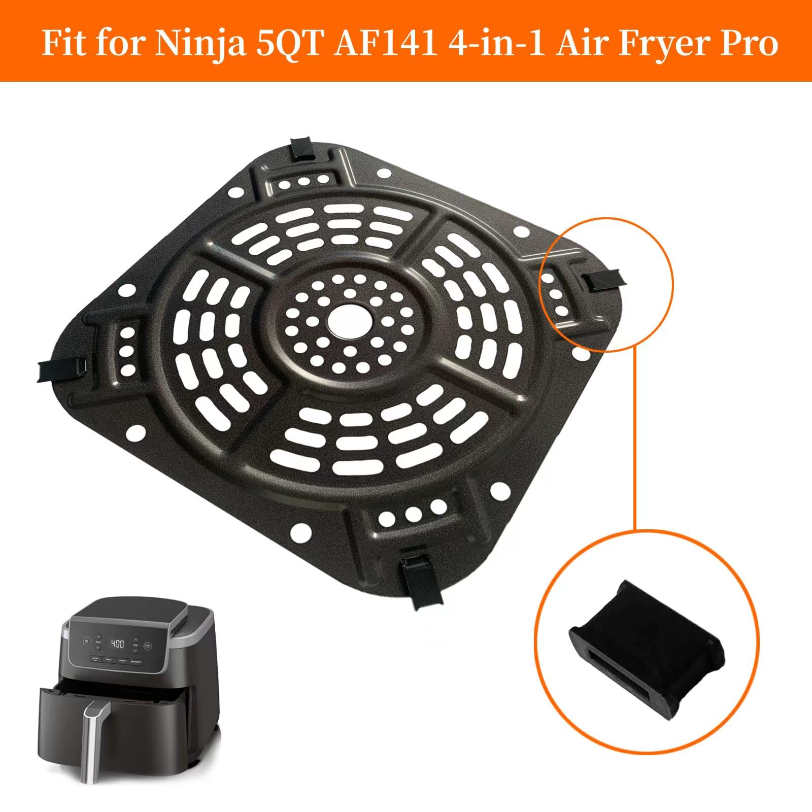 Rhsaae 8PCS Air Fryer Silicone Rubber Bumpers for Ninja 5QT AF141 AF142/6.5QT AF181 AF182AMZ Air Fryer Pro, Upgraded Silicone Rubber Feet Tabs Pads Tips Sides Parts Stoppers Spacers Supports for Ninja