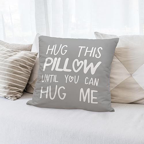 Miniatura 3 de Hug This Pillow Until You Can Hug Me - Fundas de almohada decorativas para el dormitorio del hogar, funda de almohada de 18 x 18 pulgadas, regalos