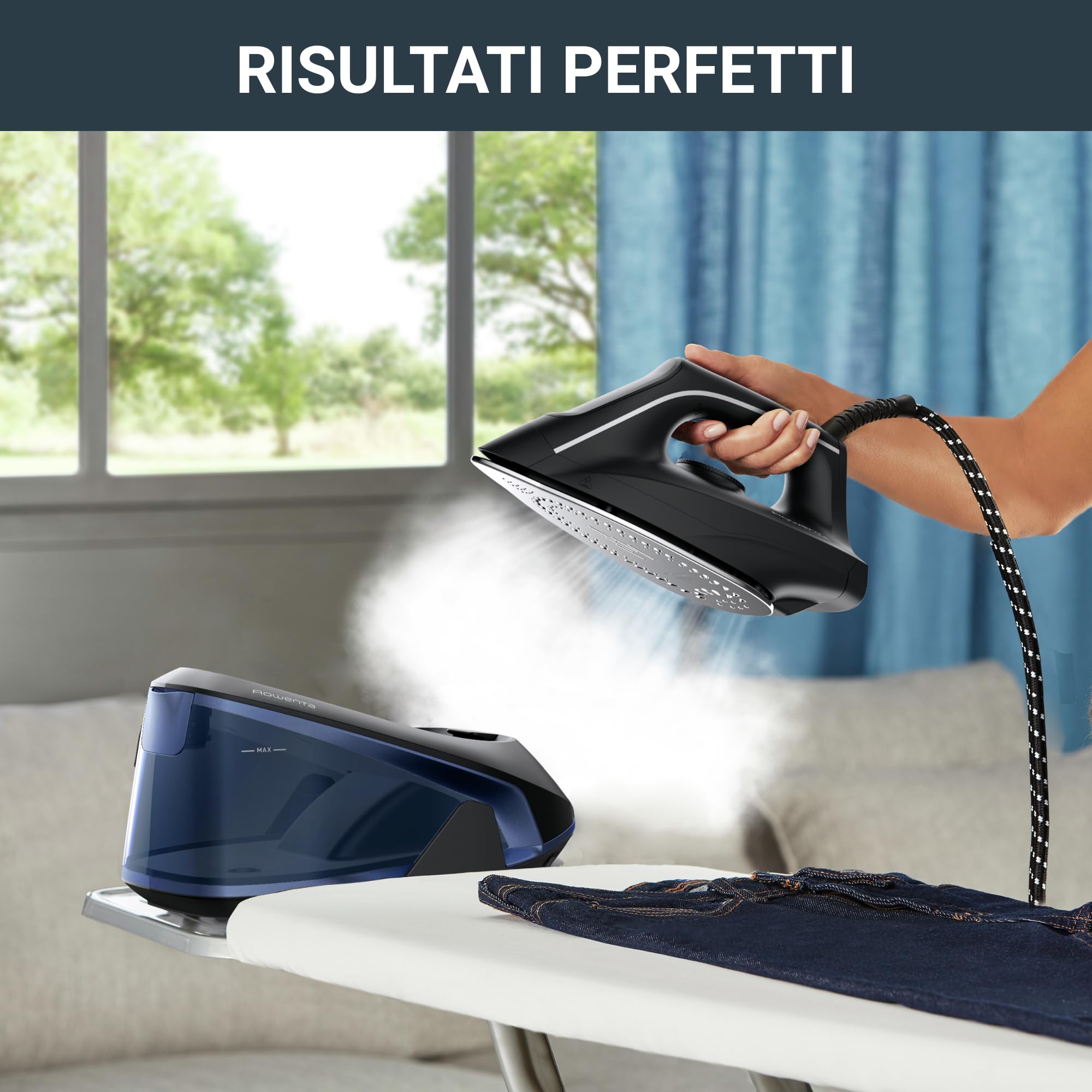 Rowenta Easy Steam, Ferro da Stiro con Generatore di Vapore ad Alte Prestazioni, Vapore Continuo da 110 g/min, Colpo Vapore da 230 g/min, Pressione 5.2 bar, Serbatoio da 1,4 L, Modalità Eco, VR5121