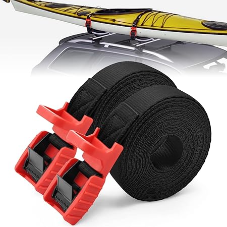 BRIGHTFUFU Spanngurte Mit Klemmschloss - Verstellbare Zurrgurte Für Dachträger, Kajak & Surfbrett Transport