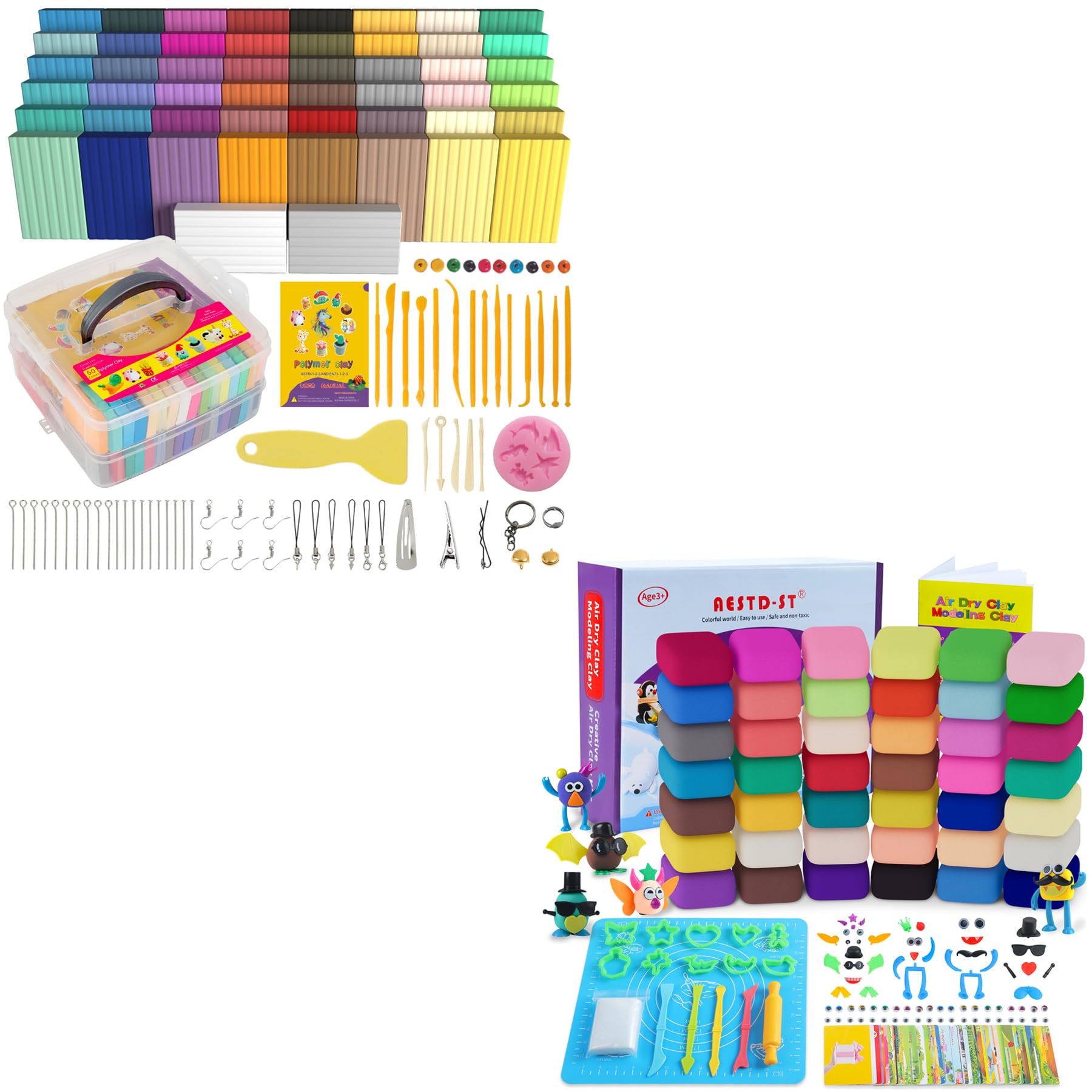 Amazon.com : Aestd-ST Polymer Clay 50 Colors and Air Dry Clay 42