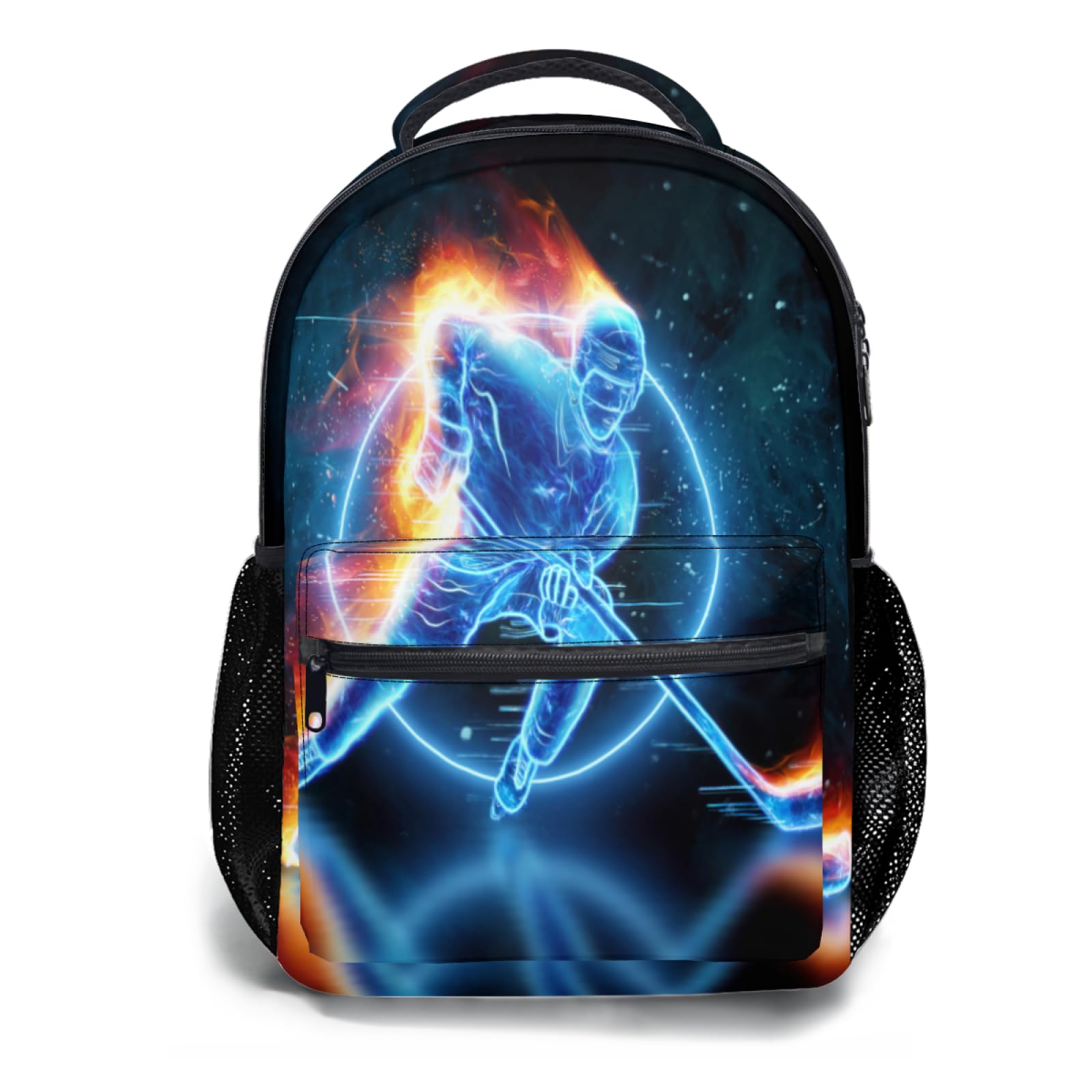 Giwawa Ice Hockey Backpack- Red Fire Player School Shoulder Bags with Multi Pockets for Teens Men Boys Girls Hiking Travel Laptop- Casual Large