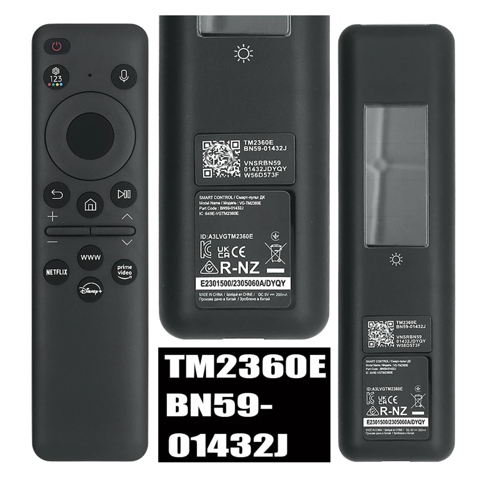 1 Unidad TM2280E TM2360E BN59-01391A 01357C/E/J 01385B/D 01432E/J Control Remoto Solar for televisores 2021 2023 4/8K Neo QLED HDR(BN59-01357E)