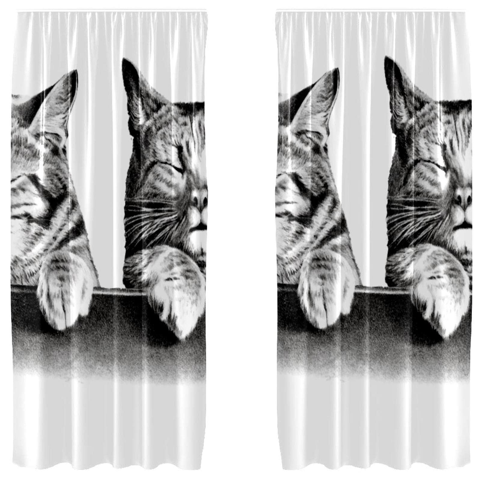 Paneles para decoración con diseño de gatos sueñosos, juego de 2 piezas de 55 x 84 pulgadas