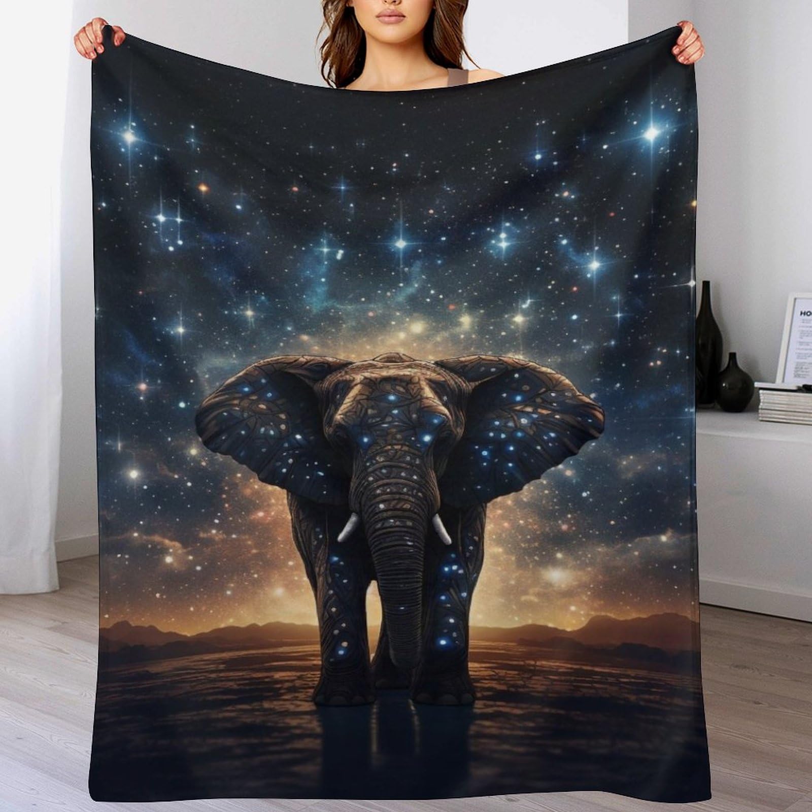 Couverture en éléphant pour canapé et voyage, plaid cosy 130x180cm