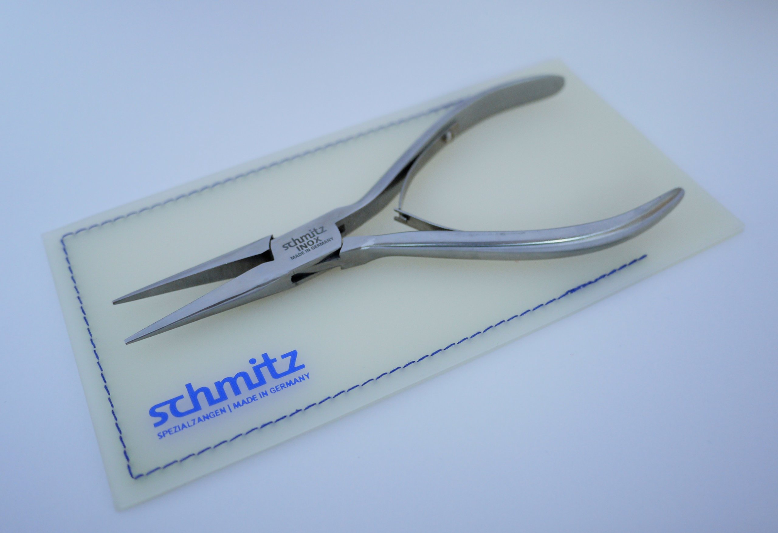 Schmitz 4411FP00-RF szczypce ze zwężonymi końcówkami 145 mm | Schmitz 4411FP00-RF | proste długie szczęki bez zazębienia | INOX - nierdzewne | przewleczone szczypce dla profesjonalistów | Made in Germany - Solingen