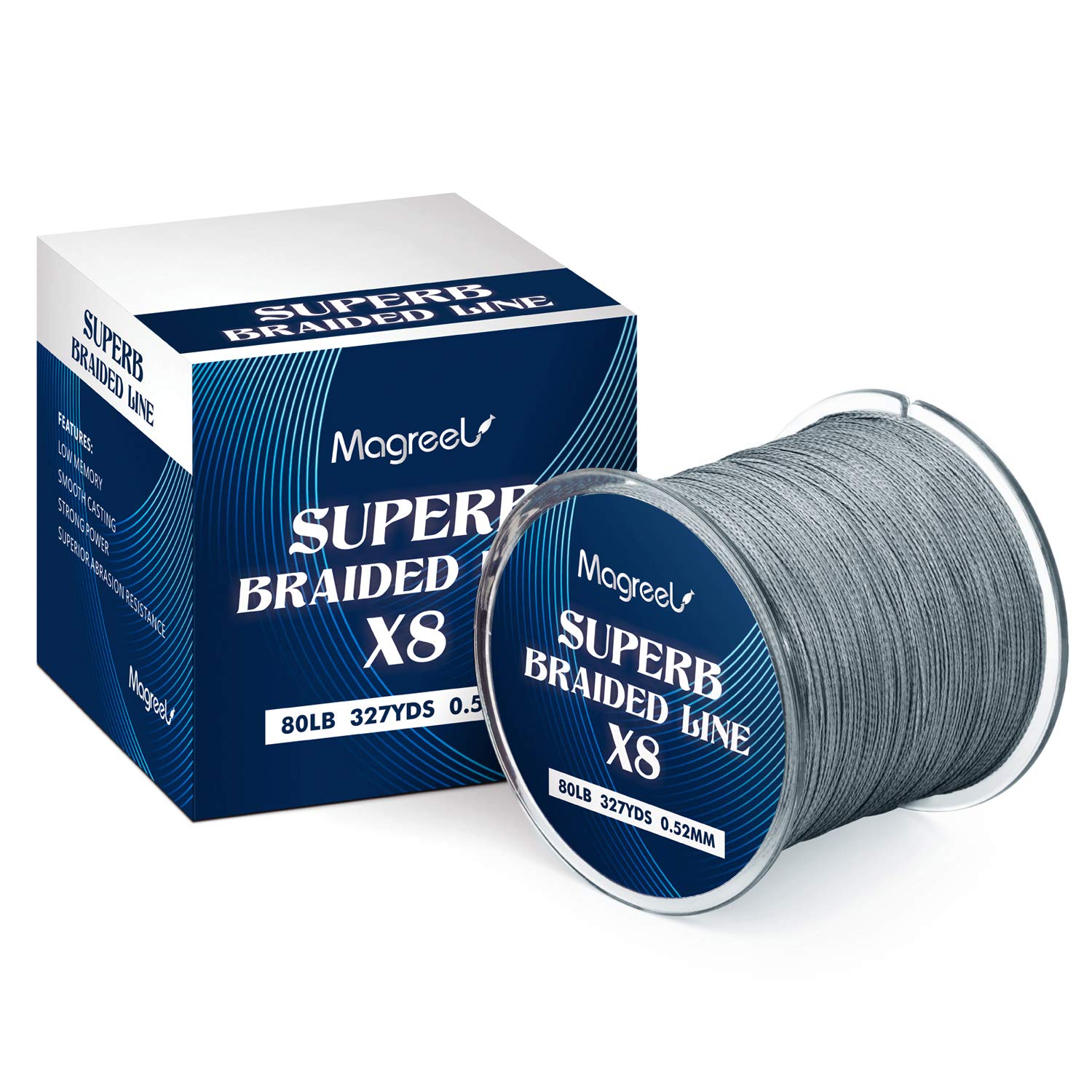 Magreel Braid Fishing Line, 300 m 6-80 Pound Spool of Abrasion Resistant Fishing Line for Freshwater and Sea Lure Fishing, gray, J-36,2kg/0.08mm/4brins/300m Sports & Outdoors