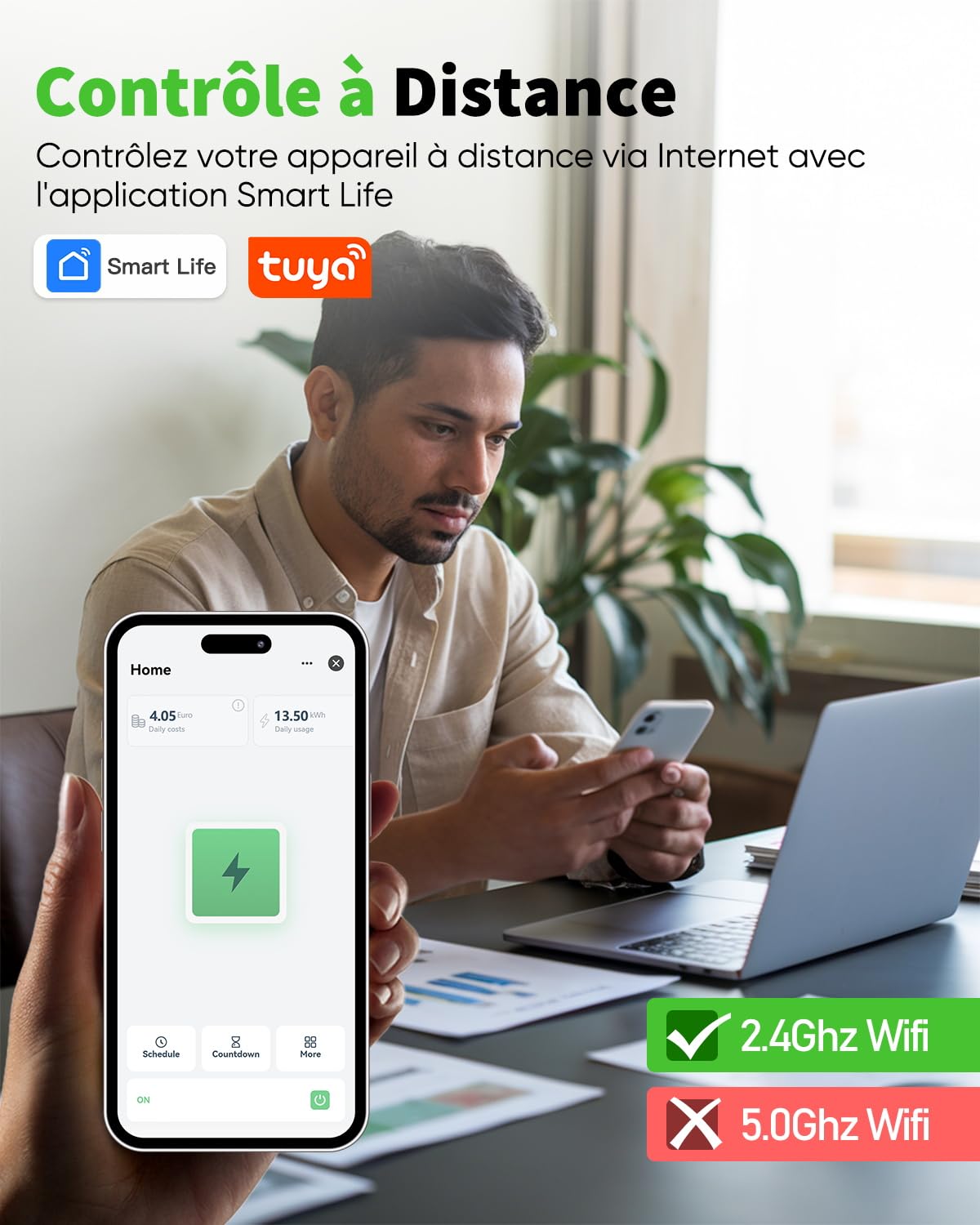 GreenSun Presa collegata – Presa esterna impermeabile 16A tipo E programmatore presa elettrica collegata Alexa presa programmabile presa contatore di energia controllo APP Smart Life 2,4GHz IP44 4PCS