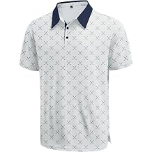 KUYIGO Mens Golf Polo Shirts Moisture Wicking Performance Short Sleeve Collared Shirt Casual Print Golf Shirts