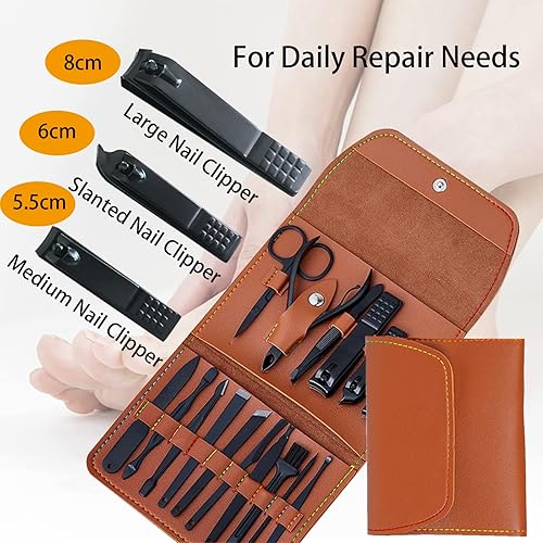 Miniatura 4 de Juego de manicura y pedicura profesional, juego de cortaúñas de acero inoxidable 16 en 1, herramientas personales para el cuidado de las uñas con