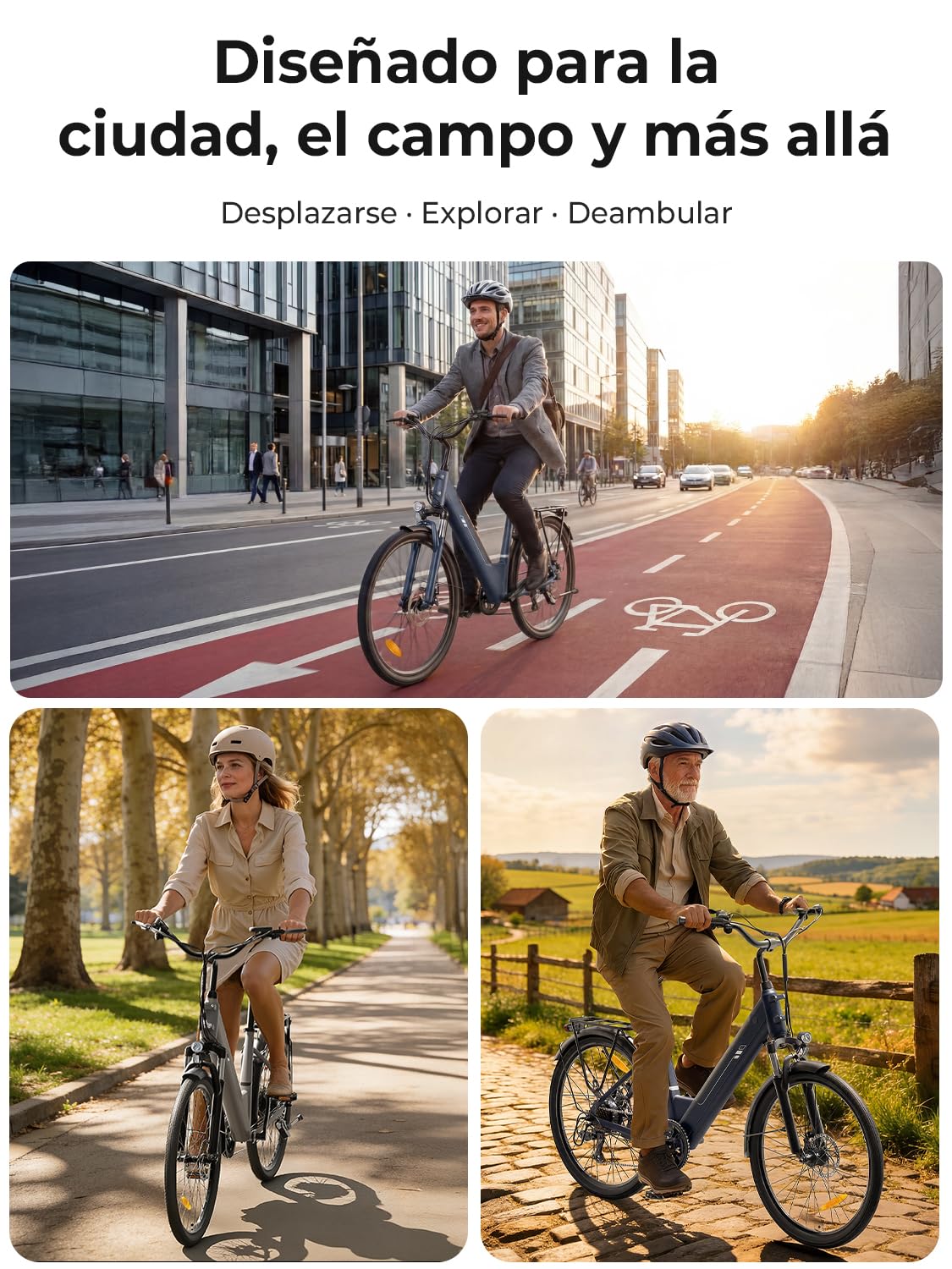 Touroll Bicicleta eléctrica, J1/J2 ST, Autonomía de 100km, Motor 45 NM, 15.6Ah Batería Desmontable, Bicicleta de montaña eléctrica