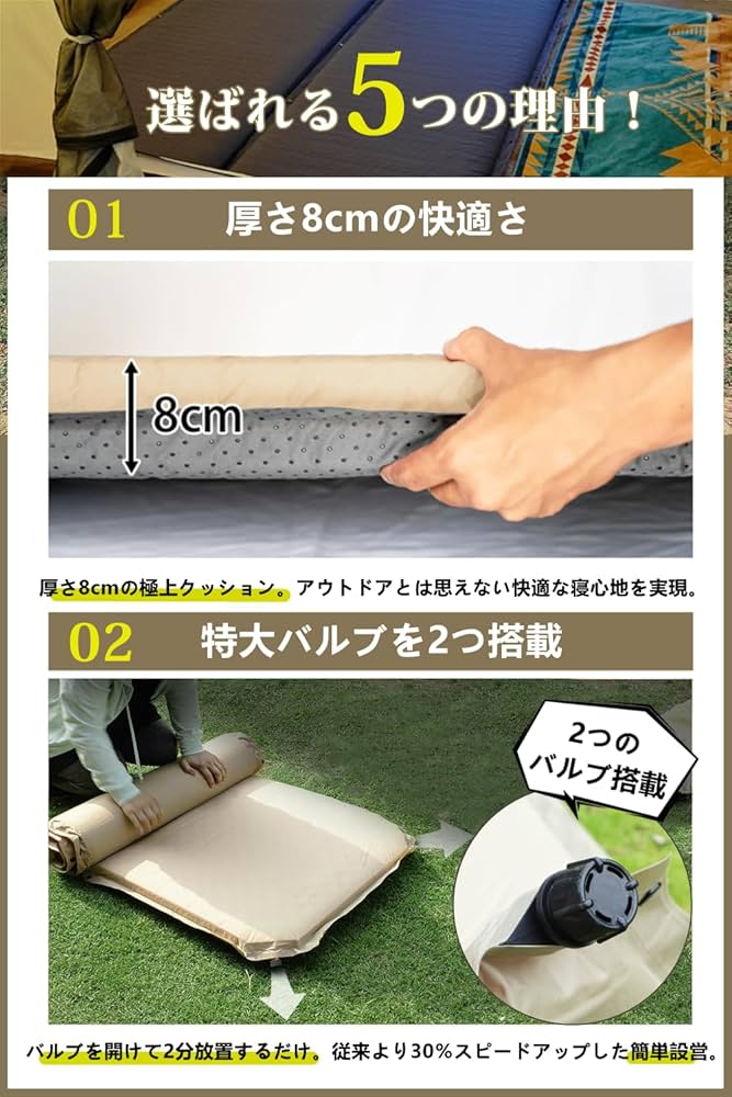 Amazon.co.jp: インフレーターマット 8cm エアーマット 自動膨張 Amazon.co.jp: インフレーターマット 8cm エアーマット 自動膨張