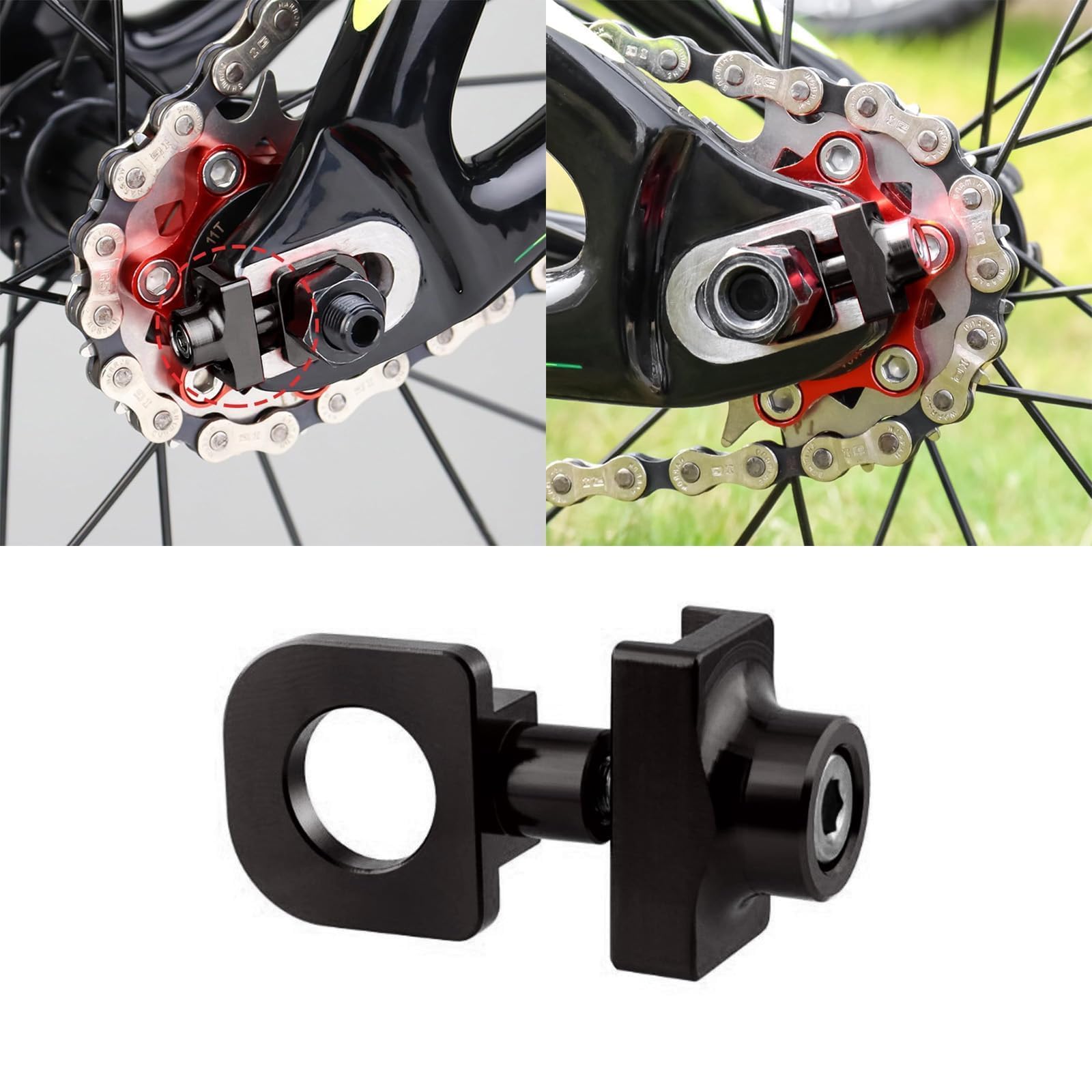 Legierung Kettenspanner 2 Stück Fahrrad Kettenspanner Aluminium-Legierung Verstellbare Feder Für Singlespeed BMX Fixie Bikes 10mm Achse