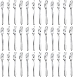 Gymdin 36 Pieces Salad Forks, 7 Inches Forks Silverware, Food Grade Stainless Steel Dessert Forks Set, Mirror Polished &amp; Dishwasher Safe, Small Forks Use for Tasting Cakes and Fruits