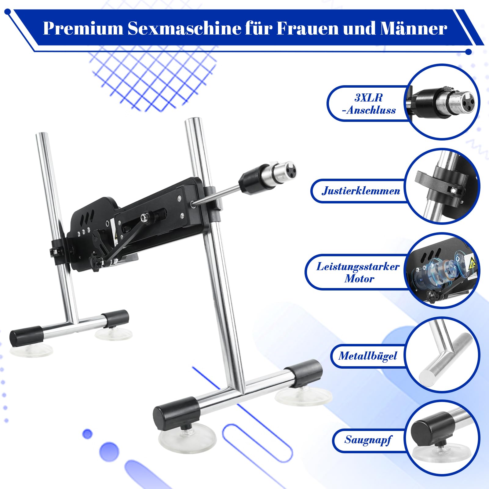 Sexmaschine,Premium Fickmaschine mit 3XLR Stecker,Automatische Liebesmaschine für Frauen und Männer, Fickle Maschine mit Dildo und Saugnapfadapter,Sex Spielzeug Masturbation Maschine Sextoy