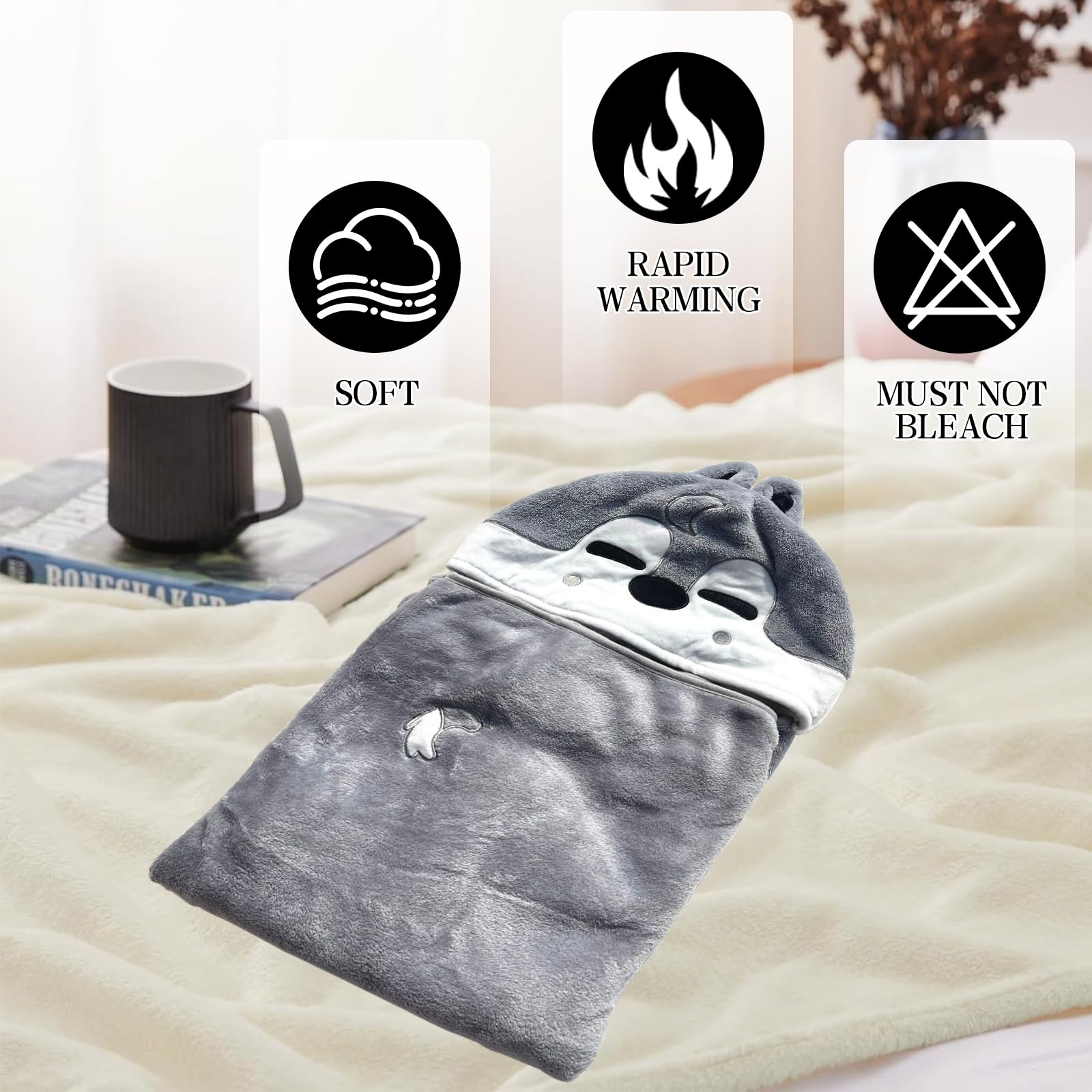 Koreanische Boygroup Plüsch Umhang mit Kapuze, Koreanische Boygroup Umhangdecke, 146 x 84 cm Wolf Bequeme Decke Umhang für Kinder, Decke für Sofa, warm, leicht und tragbar, für Schlafsäle