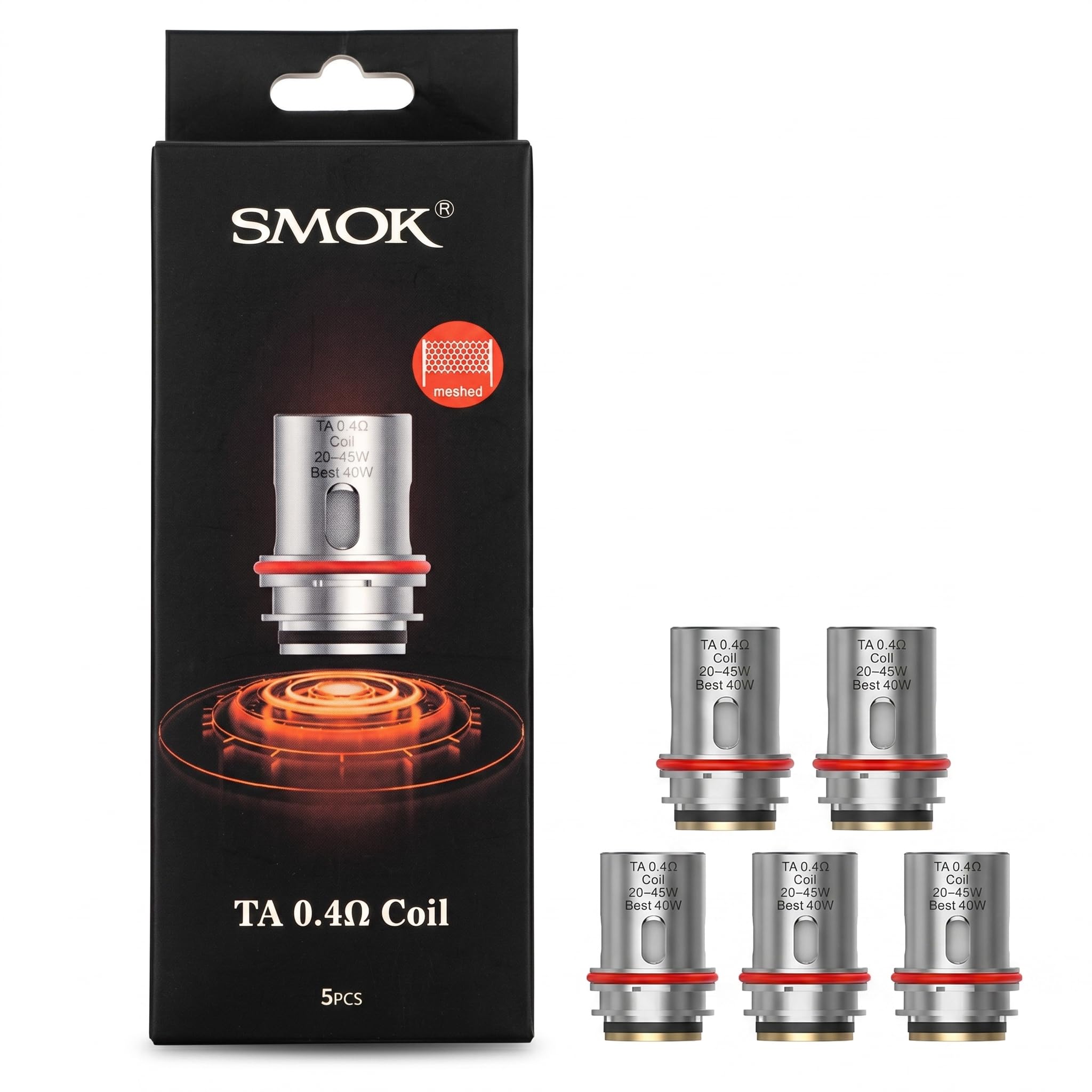smok ta coils SMOK TA 0.4 Ohm Single Mesh Coils [Pack of 5]