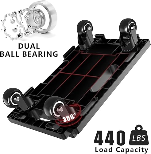 Miniatura 4 de SOLEJAZZ Furniture Mover Dolly - 4 ruedas resistentes para muebles pequeños, rodillos con 4 ruedas de capacidad de 440 libras, plataforma rodante