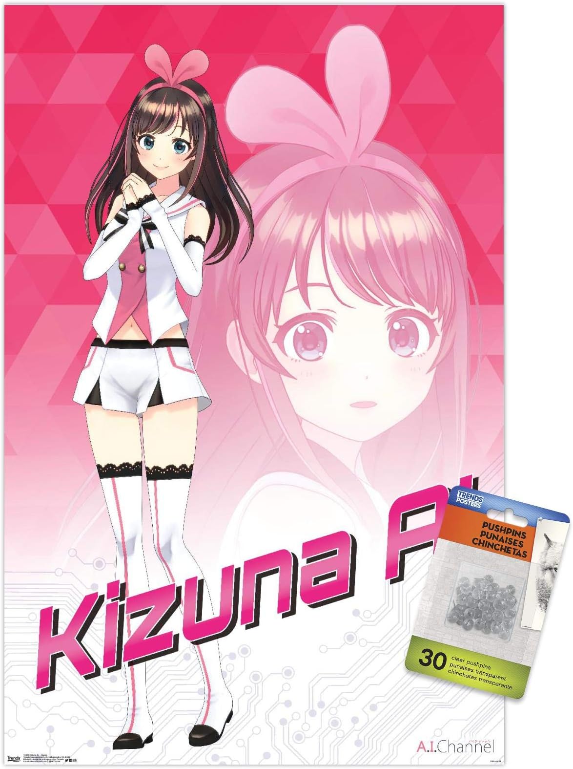 Kizuna Ai - Happy Wall Poster with Push Pins