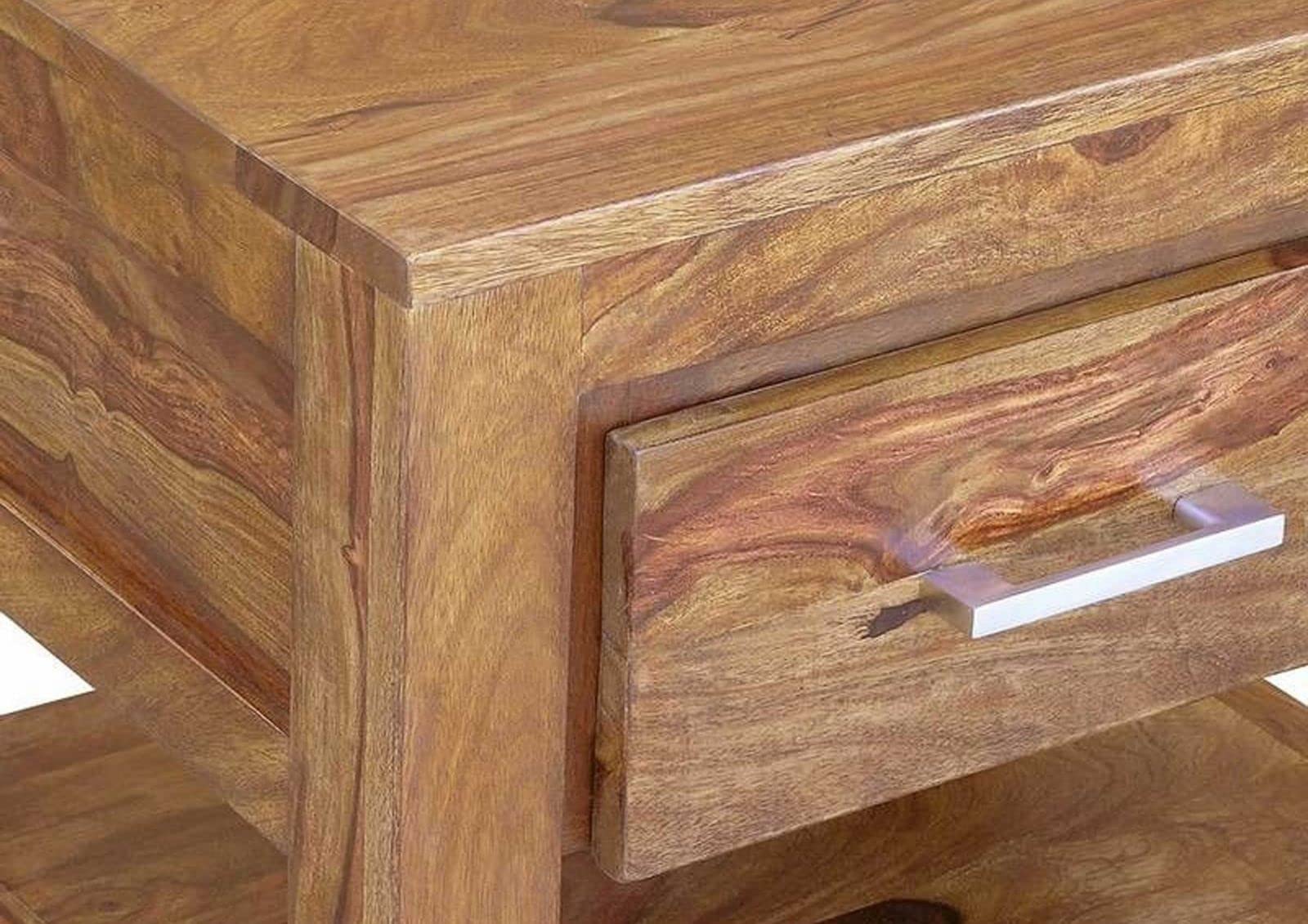 MASSIVMOEBEL24.DE Mobili in Legno Massello Sheesham Legno Massiccio Life Honey Comodino Legno Massello Palissandro Verniciato Mobile Metro Life #127