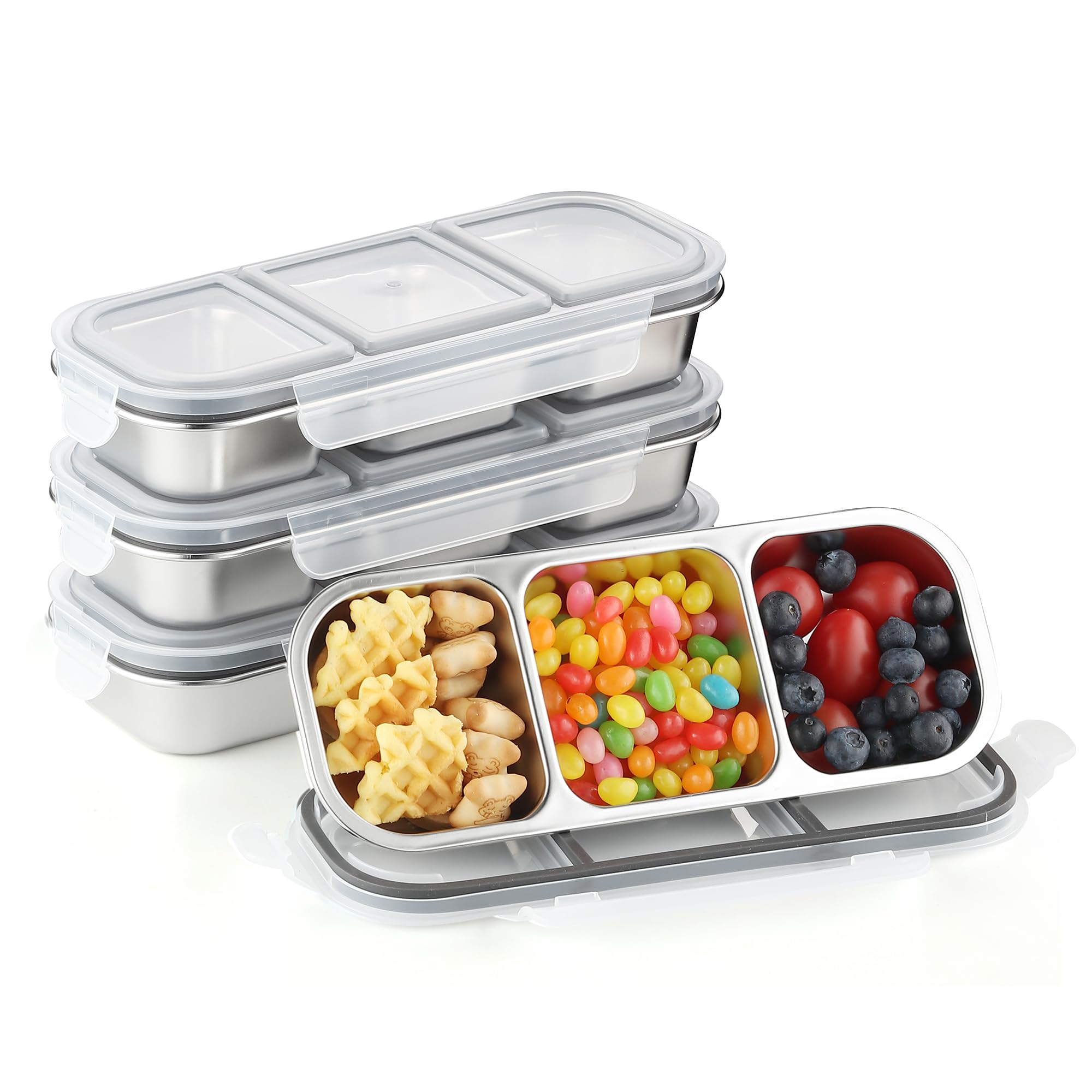 Bento-Box Mit 3 Fächern – Wiederverwendbare Lunchbox Für Kinder & Erwachsene (4er-Set)