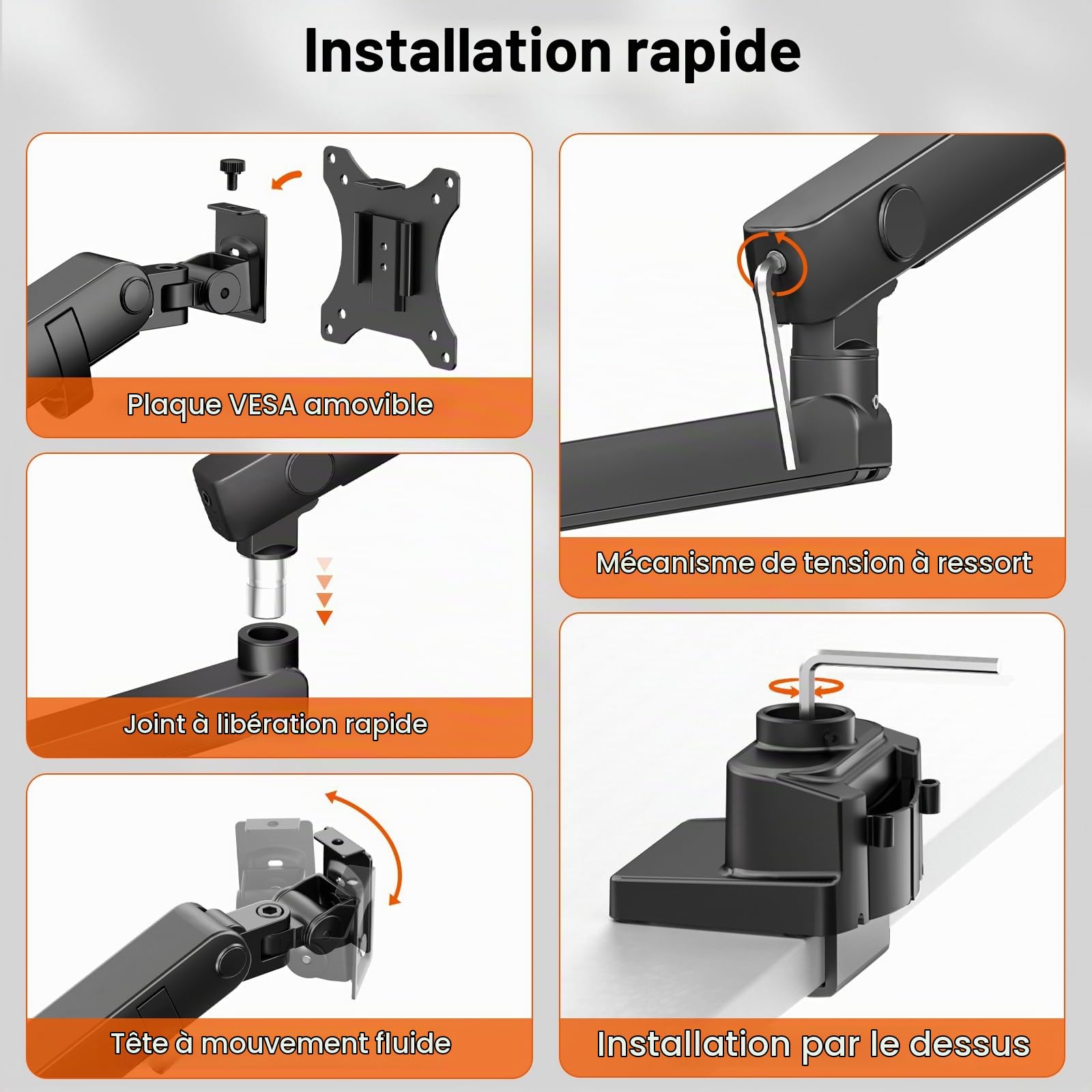 Support Écran PC 2 Écran pour 17'' à 35'', PUTORSEN Ecran PC 2 ecran, Bras Réglable en Hauteur Bras Double avec Incline Pivote et Tourne, Capacité de Charge 12kg, VESA 75 et 100mm