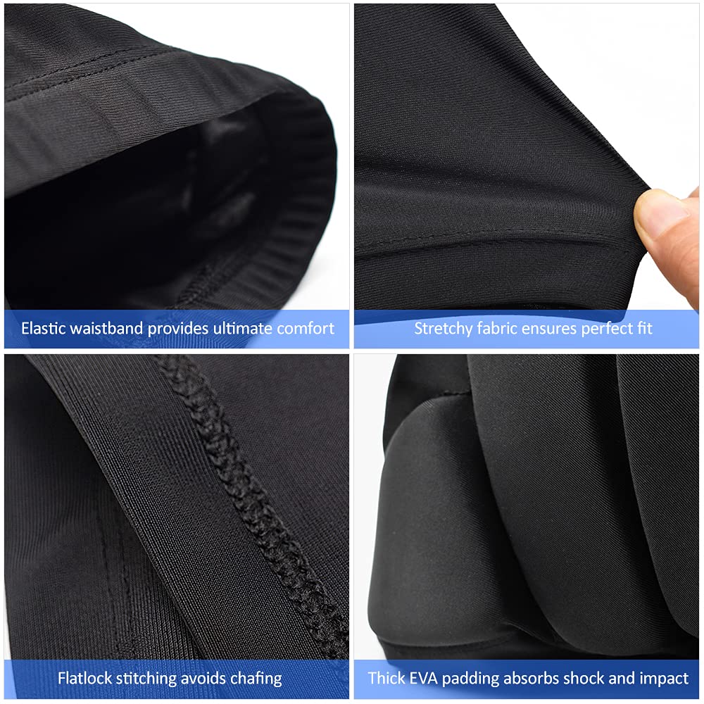 Lixada Kids Schützende gepolsterte Shorts, 3D-Schutz, Kurze Hose, Hüftpolster-Kompressionsshorts, Aufprallshorts, Hüftschutzausrüstung für Skifahren, Rollschuhlaufen, Schnee, Hüfte, Steißbeinschutz