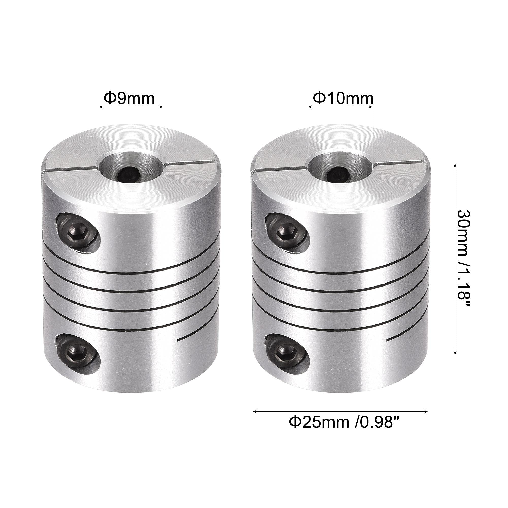 uxcell Motor Shaft 9mm to 10mm Helical Beam Coupler Coupling 25mm Dia 30mm Length