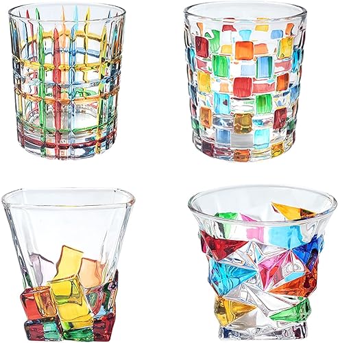 Miniatura 9 de Vasos de whisky pintados a mano, coloridos y creativos, copas de vino únicas, vasos de vidrio soplados a mano a la antigua usanza, vasos para beber