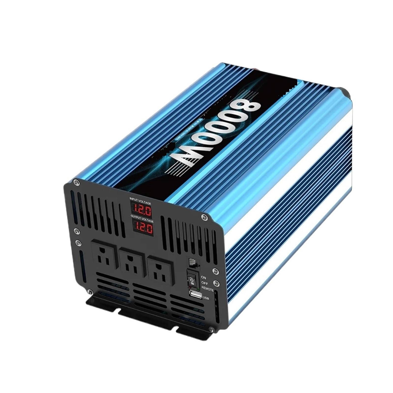 Falownik o mocy szczytowej 8000 W, czysta fala sinusoidalna 3000, prąd stały 12 V, 24 na przemienny, wyświetlacz LCD 120, Wydajny, gotowy na energię słoneczną(12V 120V 8000W)
