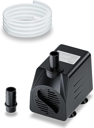 alizzy Bomba de agua sumergible pequeña de 210 GPH (800 LH, 16 W), bomba de fuente de agua ultra silenciosa con elevación de 5 pies de alto y cable