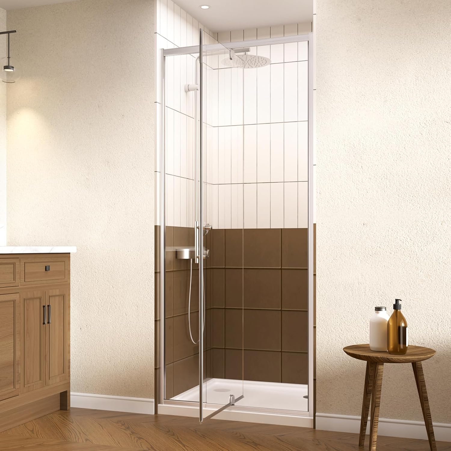 Royal Guard Pivot Glass Shower Door,Semi-Frameless Pivot Swing Glass Shower Door,with 1/4"(6mm) Clear SGCC Tempered Glass,Reversible Installation,28-32" W x 72" H,Brush Nickel