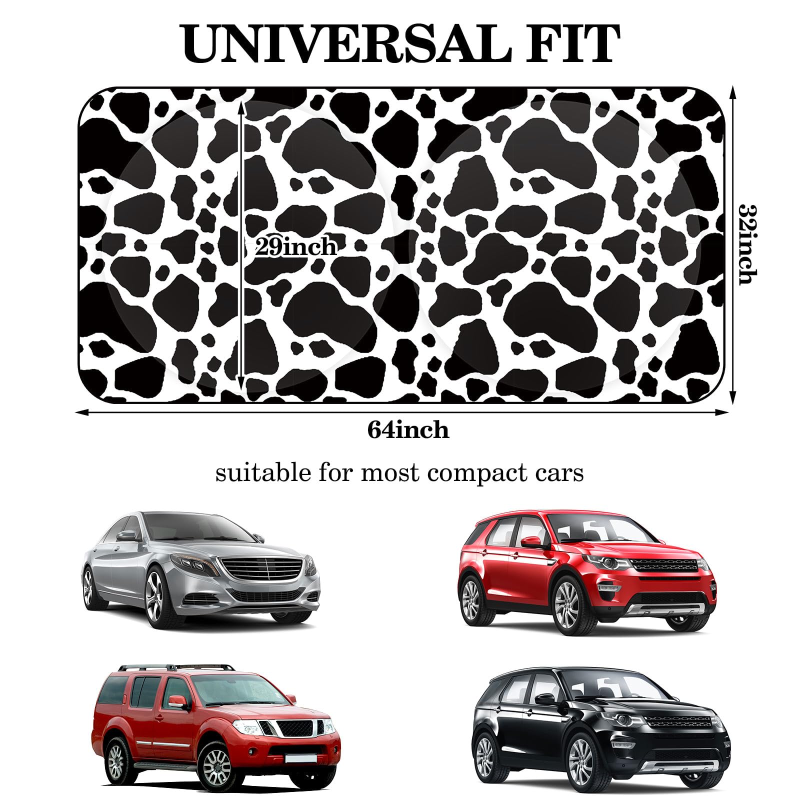 Parasol plegable para parabrisas delantero de coche, accesorios para coche, calor solar, rayos UV, protector de visera para coches, SUV, camiones (estampado de vaca)