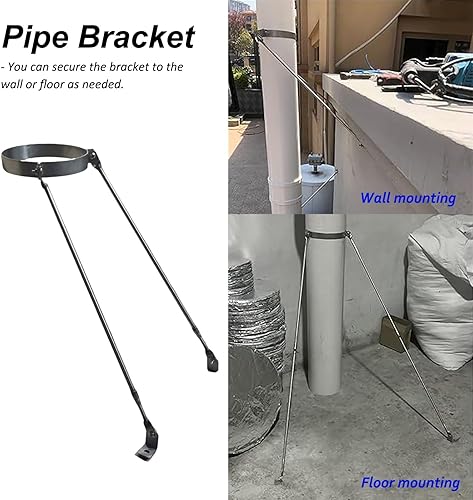Miniatura 5 de Stainless Steel Chimney Pipe Support - 2-Leg Stove Pipe Clamp Brace, Universal Roof Flue Holder, SideTop Mount Drain Tube Carrier (Hoop Dia