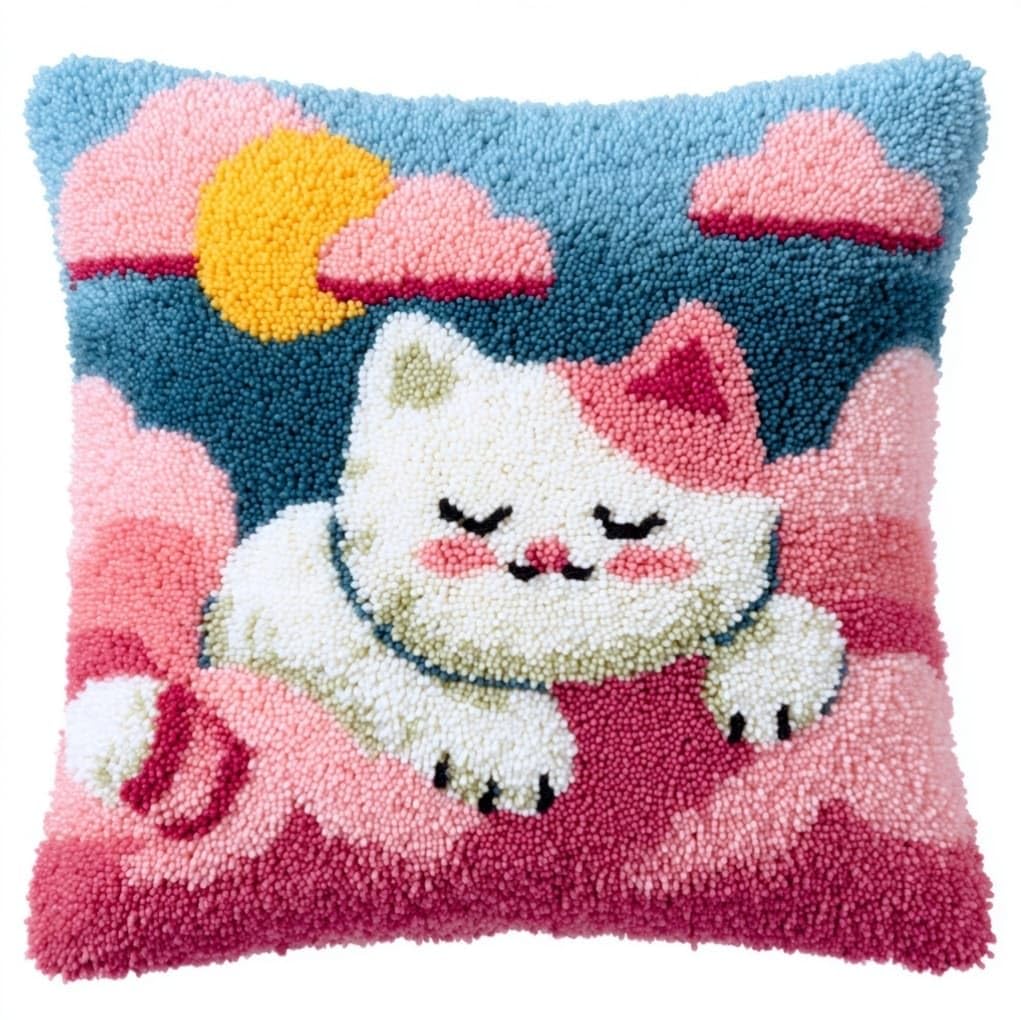 AxiangziK Latch Hook Crochet Cushion Kit,Cute cat