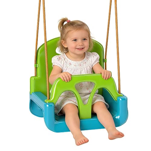 Outsunny Columpio Infantil 3 en 1 Cuerda Ajustable para Bebés Verde Oscuro