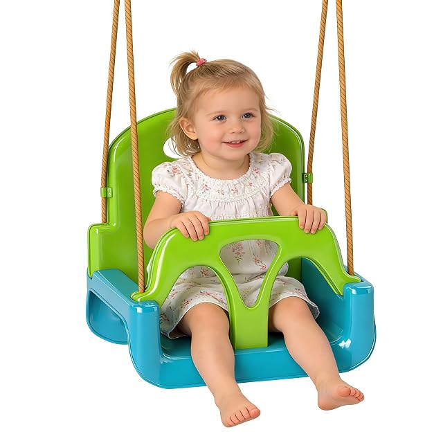 Outsunny Columpio Infantil 3 en 1 Cuerda Ajustable para Bebés Verde Oscuro