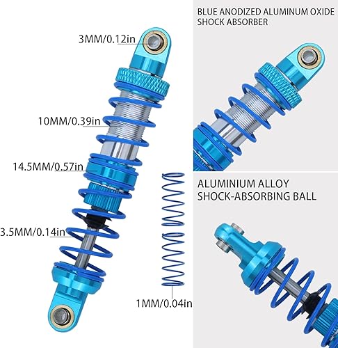 Miniatura 9 de Amortiguador de aleación de aluminio para 110 RC rastreado vehículo RC Crawler Car Axial SCX10 AXI03007 RBX10 D90 TRX4 (2.6 pulgadas, gris)