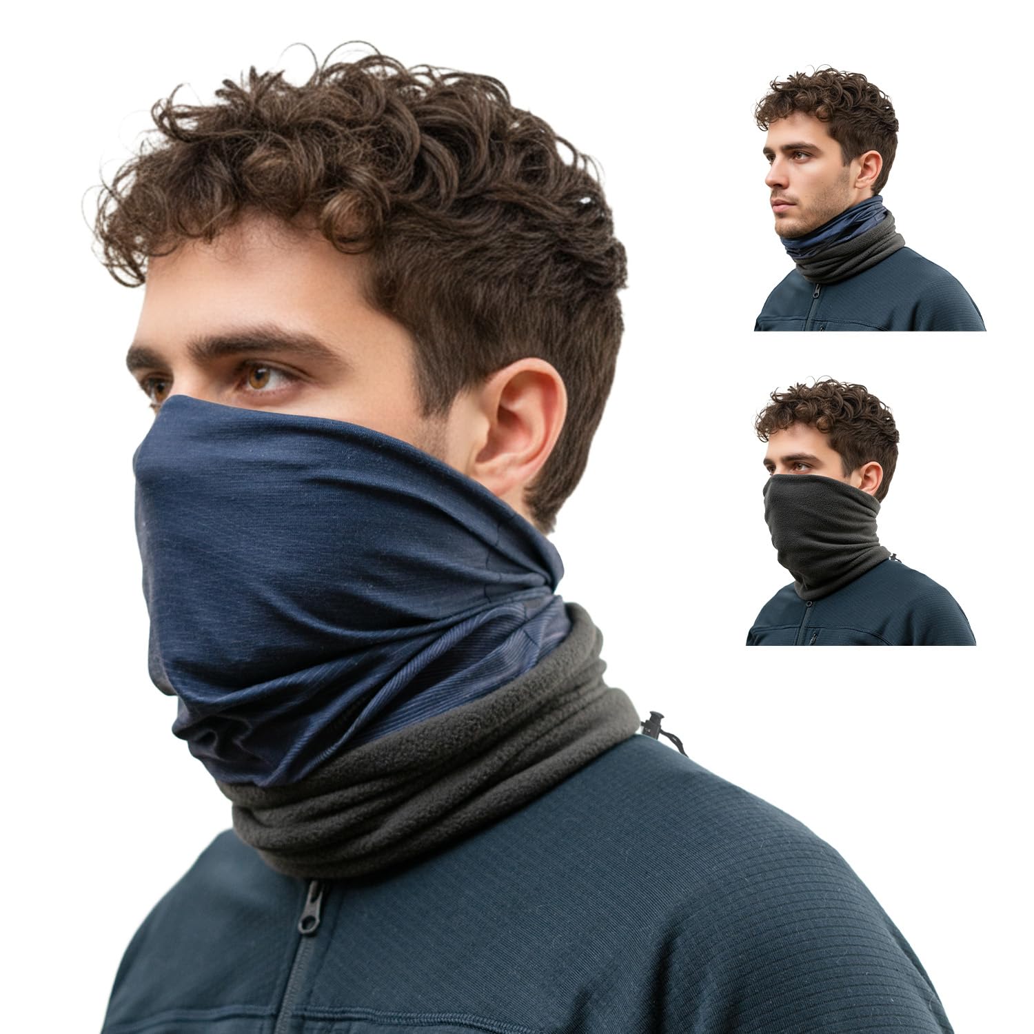Polaina de cuello de invierno, máscara de esquí, medio pasamontañas, máscara facial transpirable para actividades en clima frío