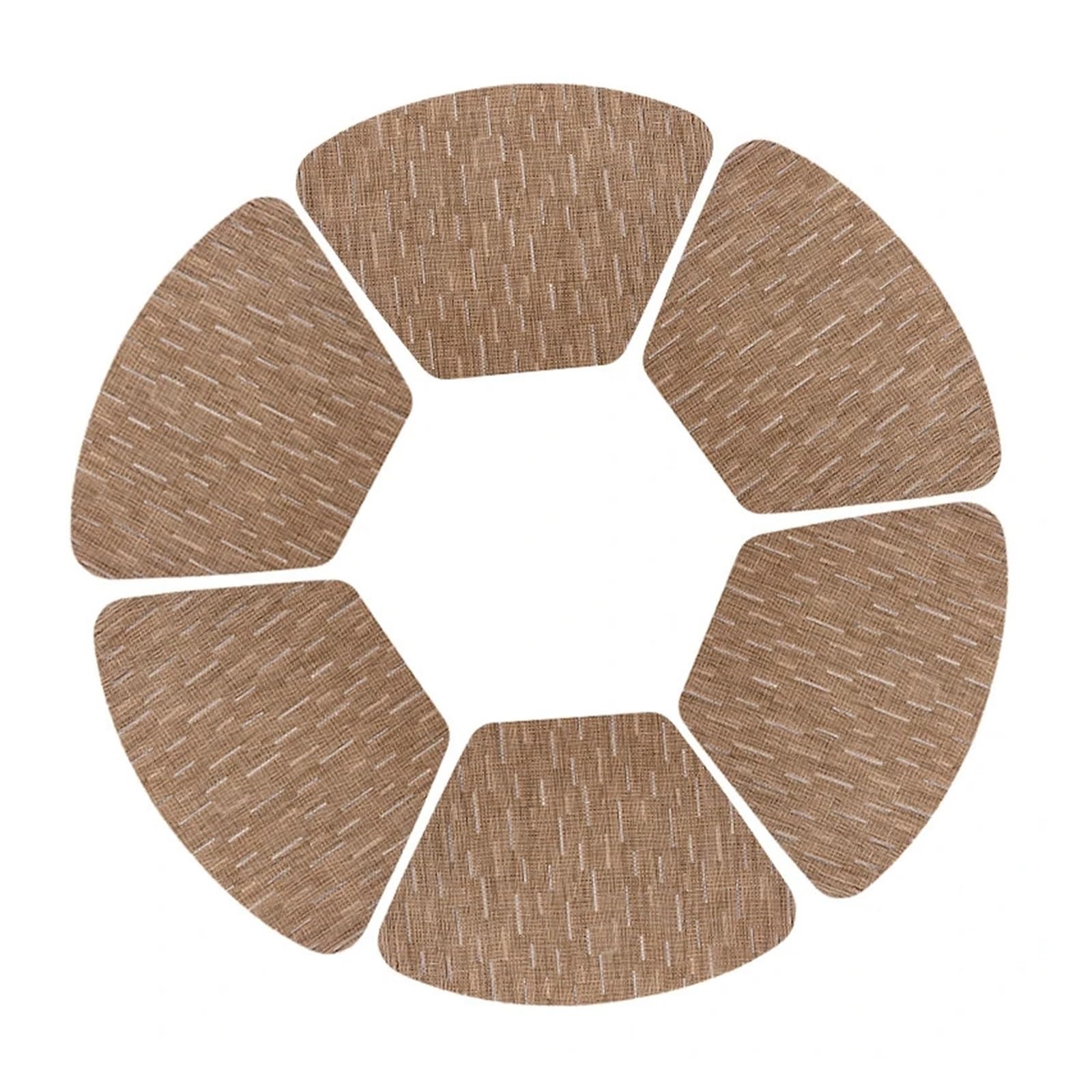 Accessoires cuisine napperons kaki en forme de coin pour repas sur table ronde